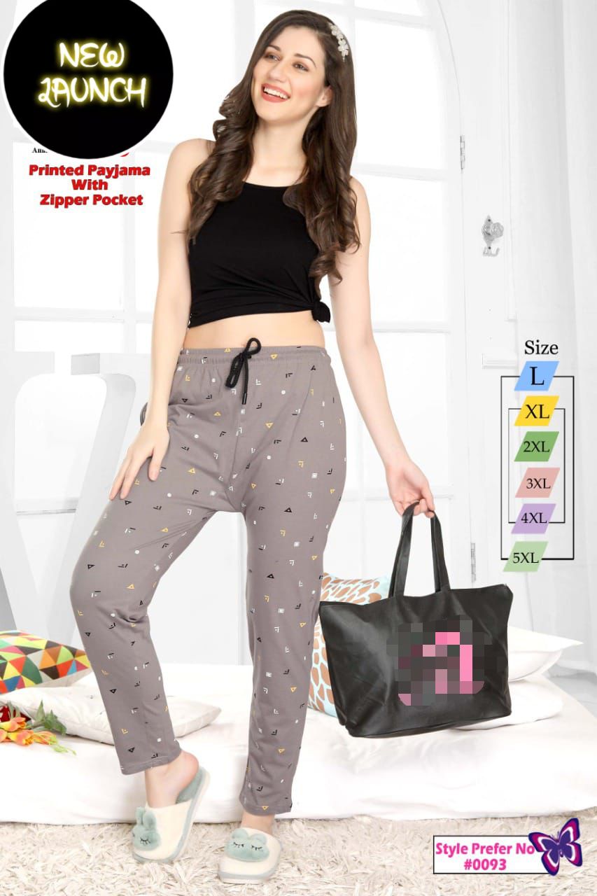 Night Pant 0093 C Regular Wear Printed Hosiery Wholesale Cotton Pant Collection